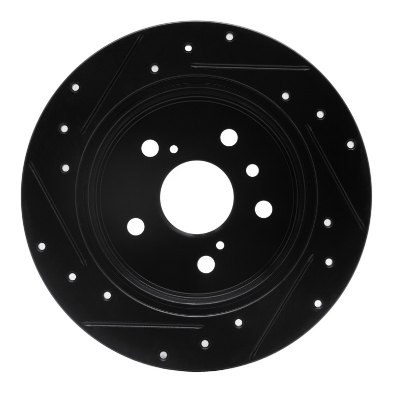 Lexus ES300H Brake Rotor (1) - Rear Right - R1 Concepts - Drilled & Slotted - Black - `12-`18